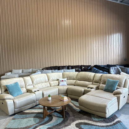 Cream Reclining Chaise Sectional