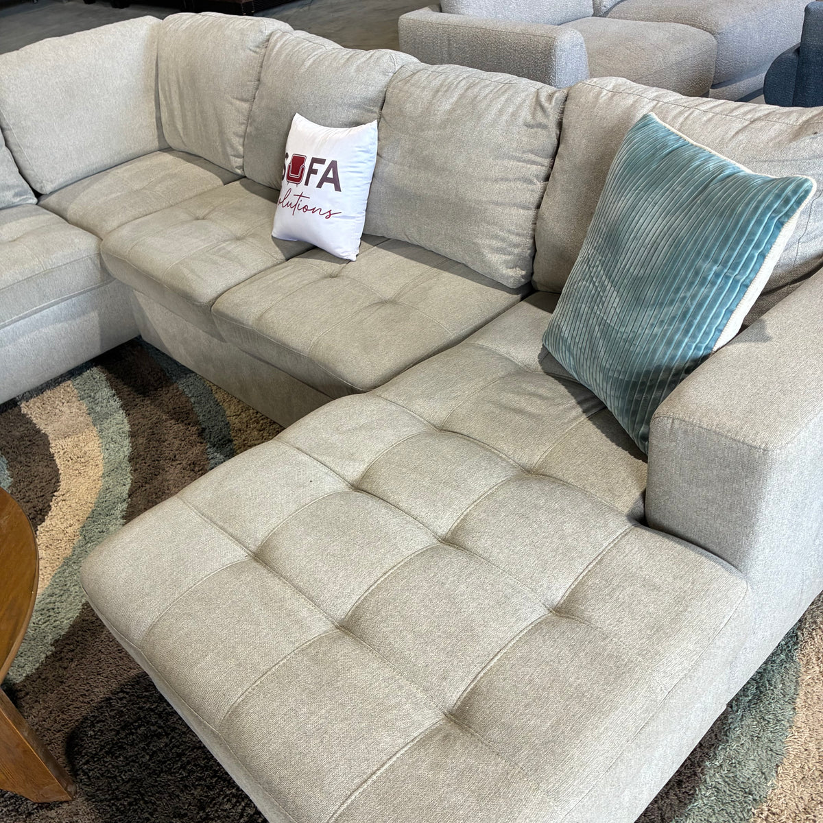 Gray Chaise Sectional with Pullout & Storage