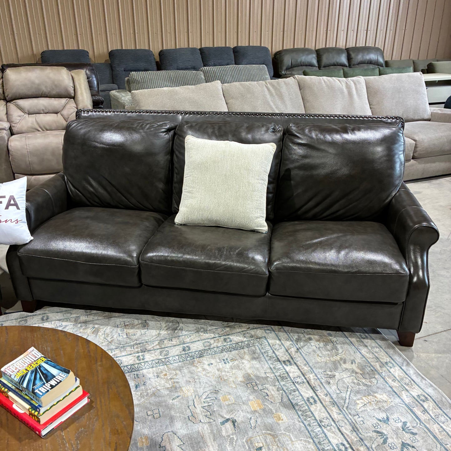 Dark Leather Sofa Set