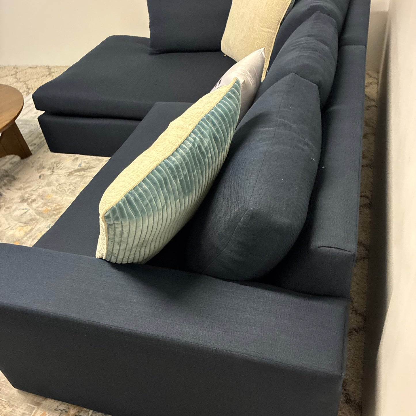 Performance Fabric Navy Chaise Sectional by Clad Home