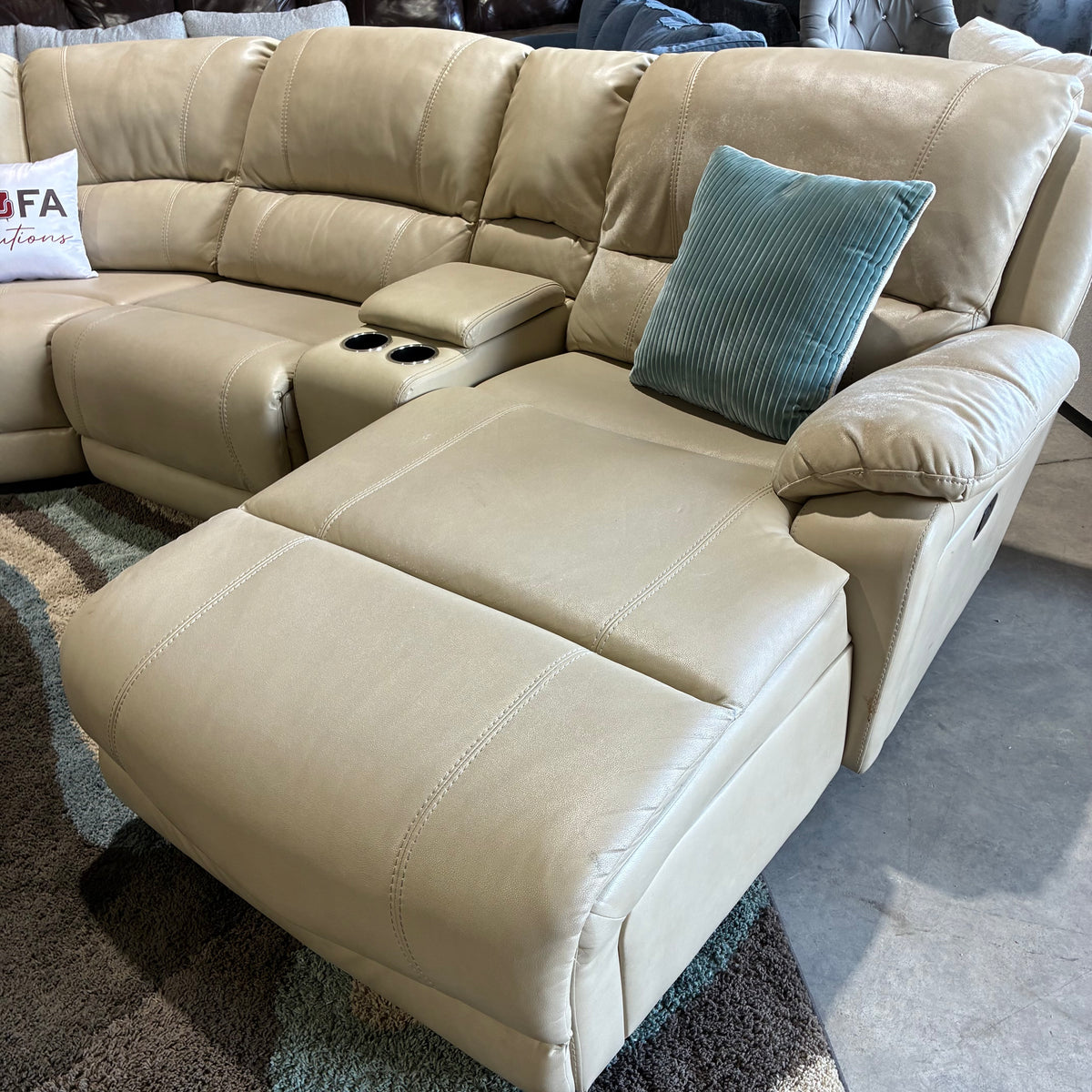 Cream Reclining Chaise Sectional
