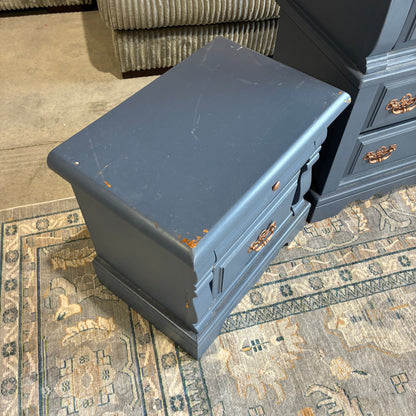 Blue and Gold Dresser, Chest, and Nightstand Set