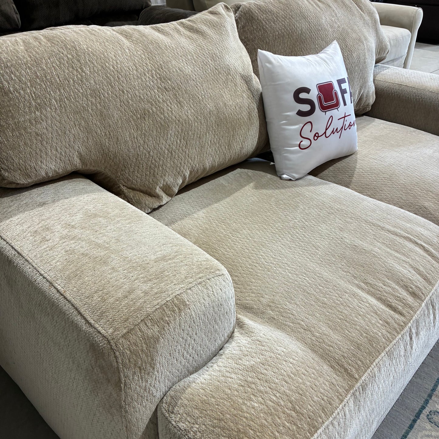 Beige Sofa & Ottoman