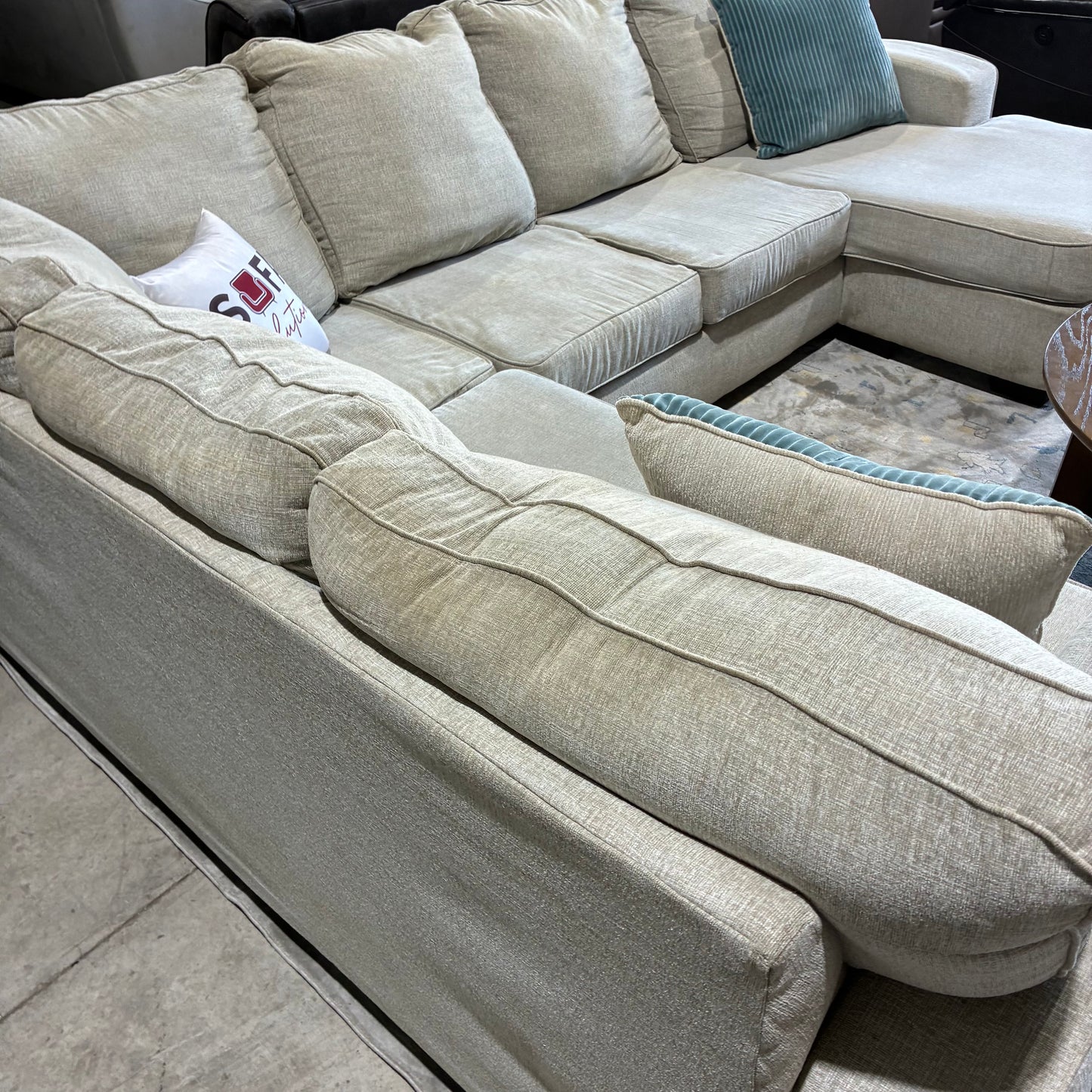 Cream Chaise Sectional Sofa