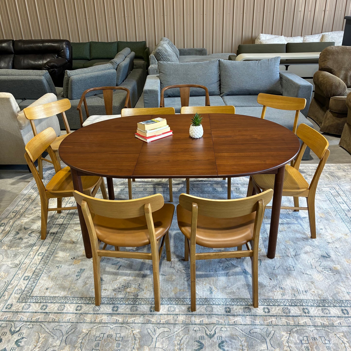 Article Heidi Dining table and 6 Ecole dining Chairs