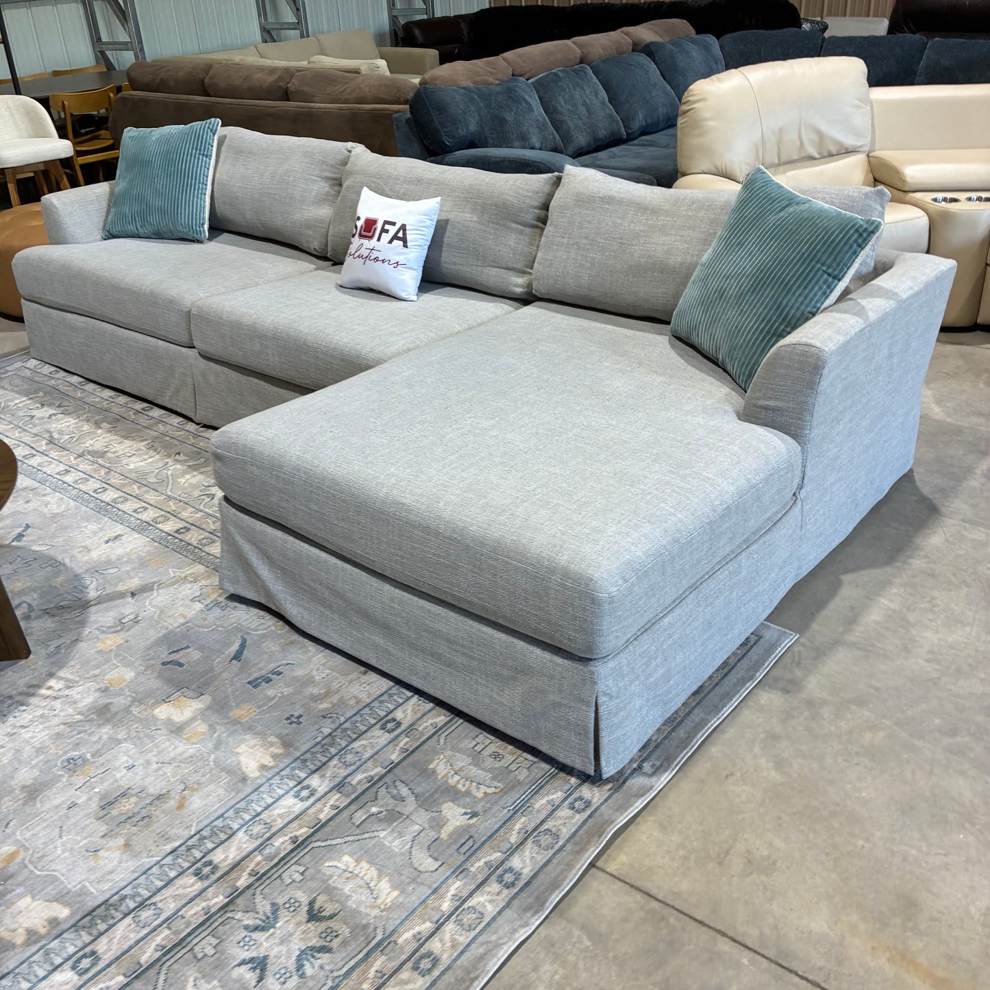 Light Gray Chaise Slipcover Chaise Sectional Sofa