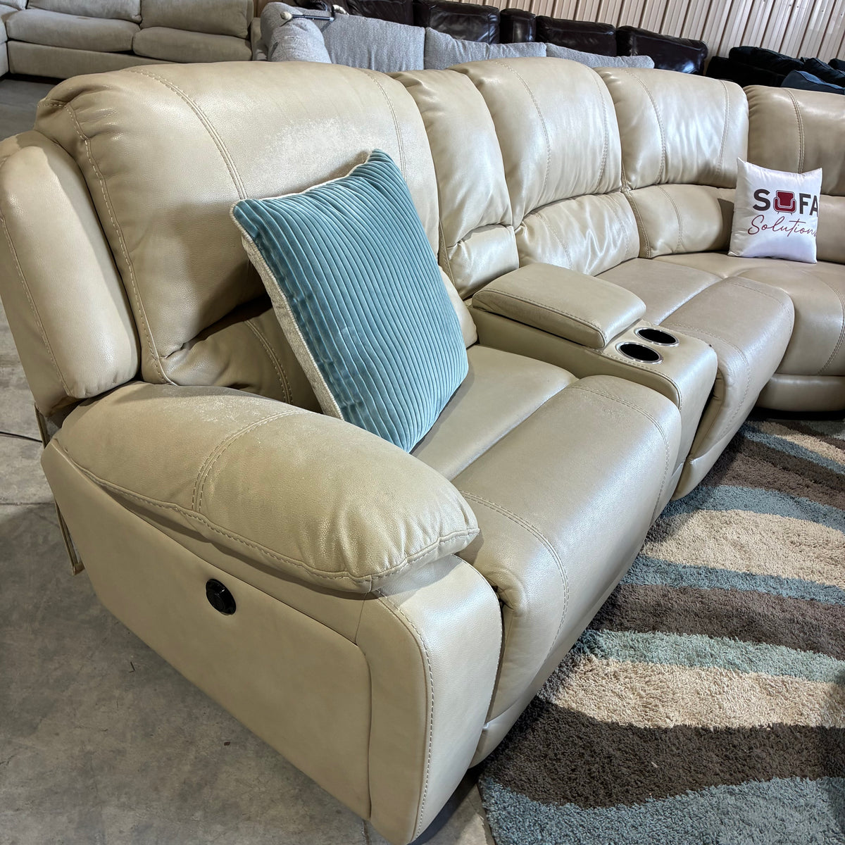 Cream Reclining Chaise Sectional