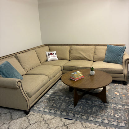 Beige Corner Sectional with Nailhead Trim by Bernhardt