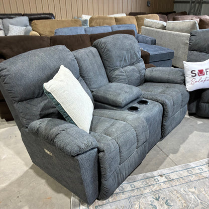Blue Electric Reclining Sofa Set