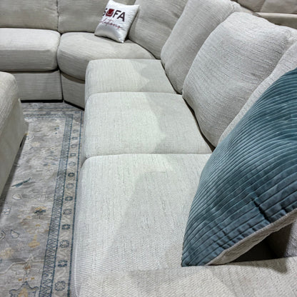 Cream Corner Sectional Sofa & Ottoman