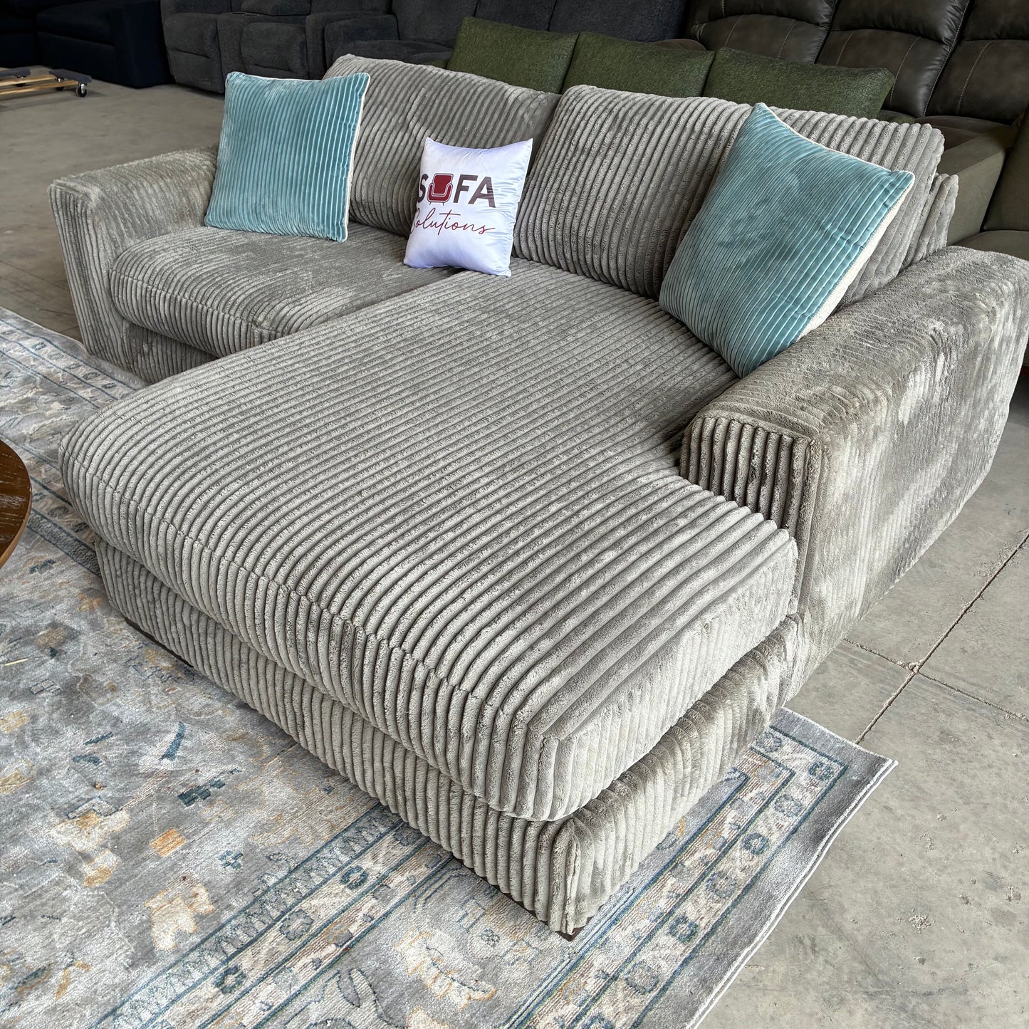 Gray Corduroy Chaise Sectional
