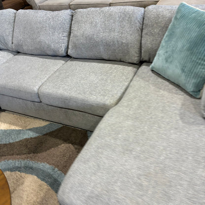 Gray Chaise Sectional with Pullout & Storage