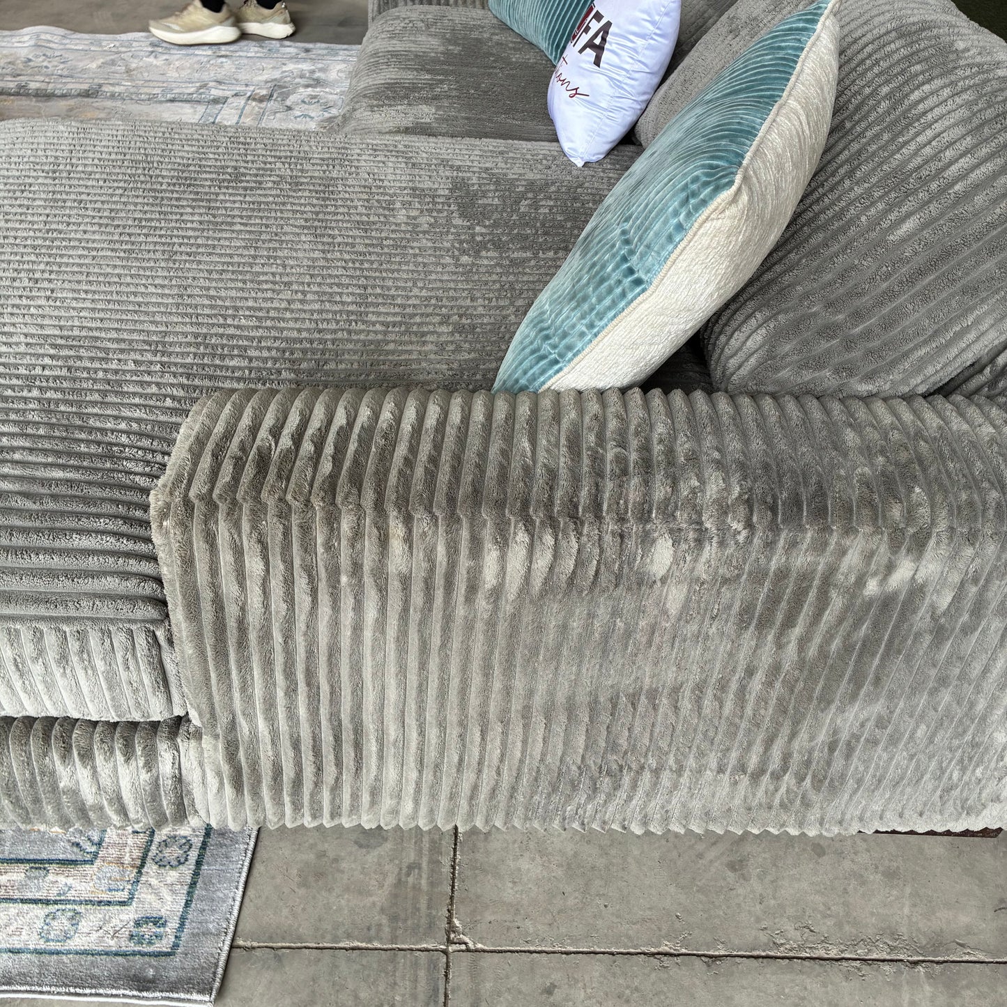 Gray Corduroy Chaise Sectional