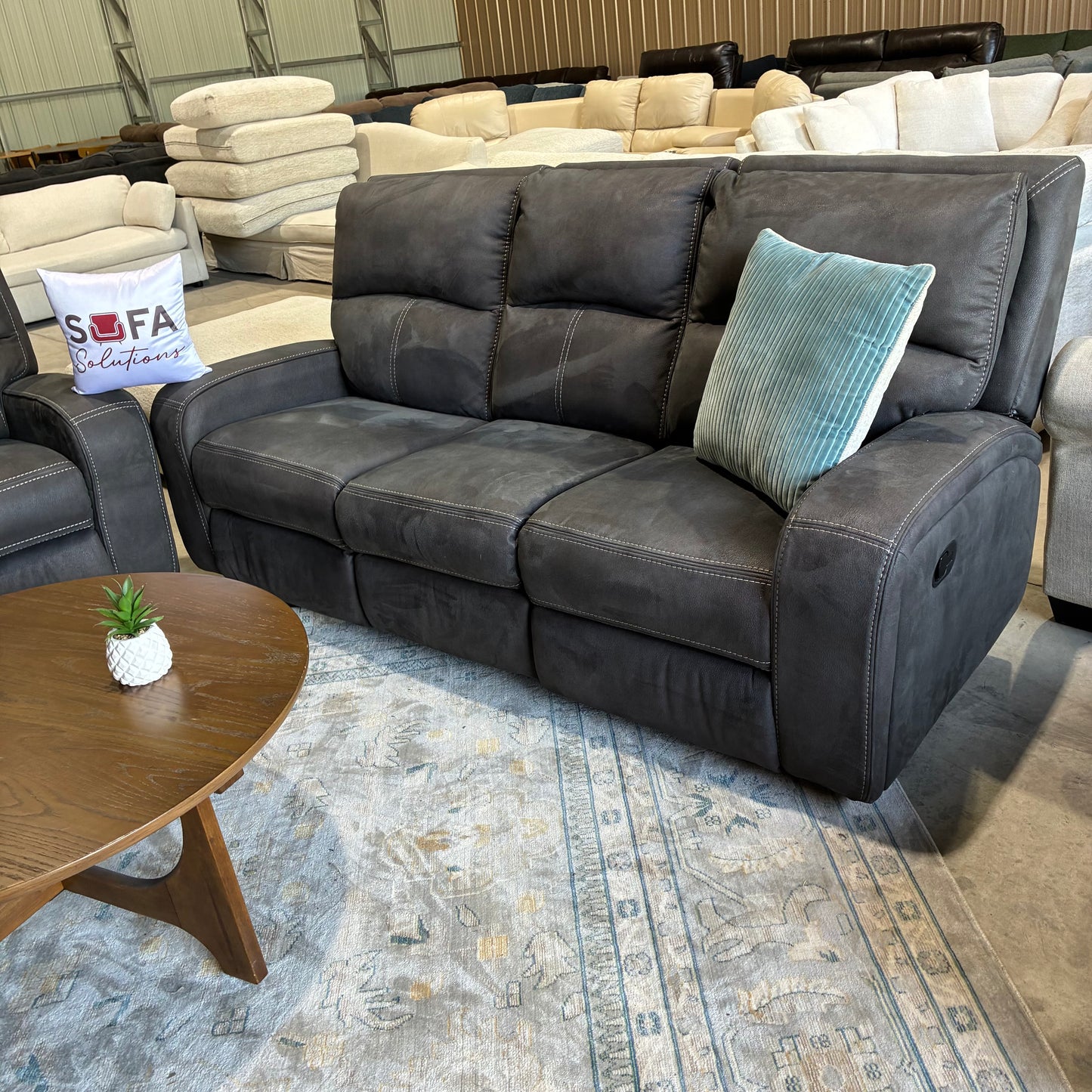 Charcoal Gray Reclining Sofa Set