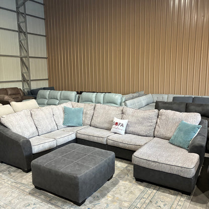 Gray Chaise Sectional & Ottoman