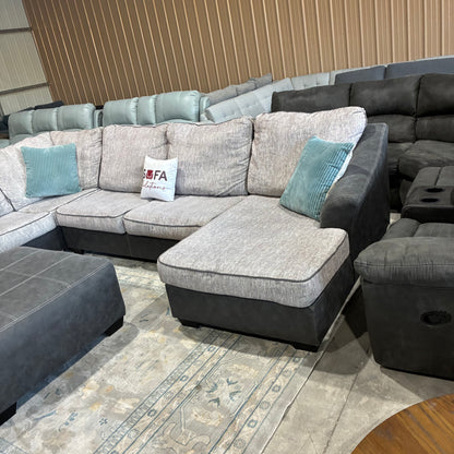 Gray Chaise Sectional & Ottoman