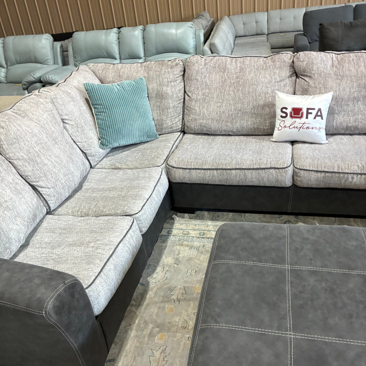 Gray Chaise Sectional & Ottoman