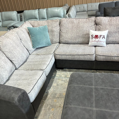 Gray Chaise Sectional & Ottoman