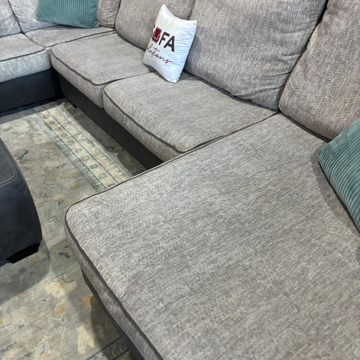 Gray Chaise Sectional & Ottoman