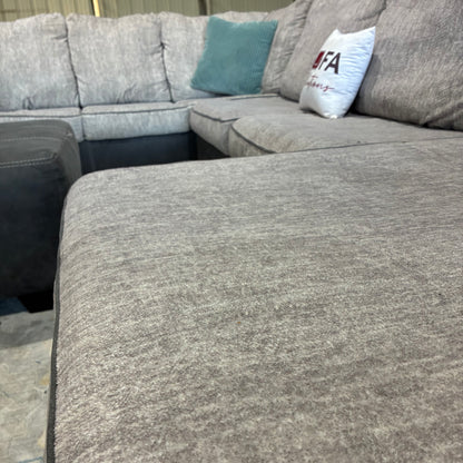 Gray Chaise Sectional & Ottoman